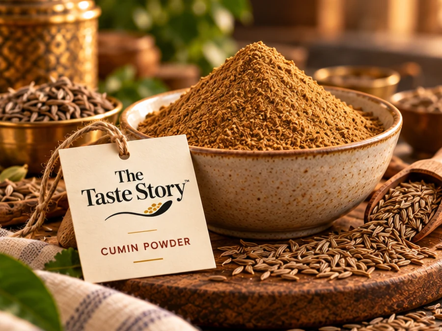 The Taste Story™ Cumin Powder — illustrative spice powder and whole ingredients photograph